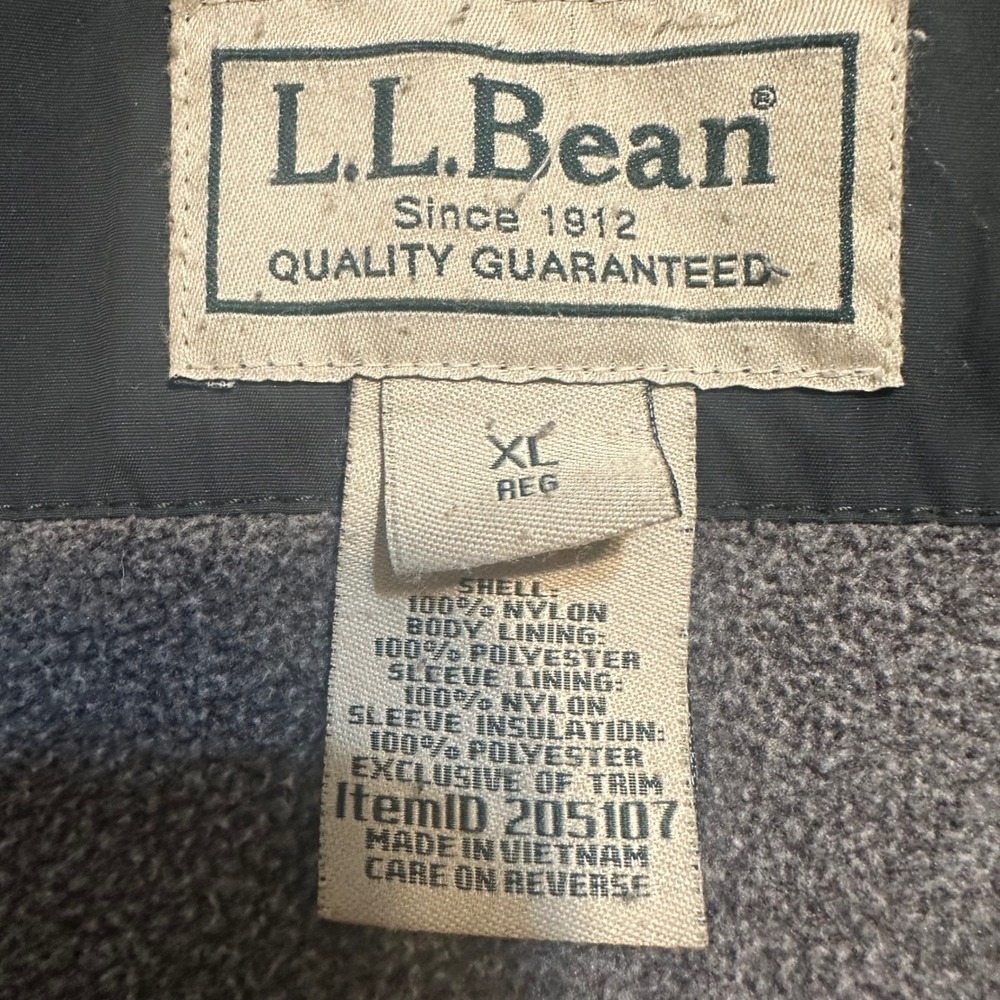 L.L. Bean Jacket Mens XL Green Zip Up Warm Up Outdoor Fleece Lined Bomber - Picture 7 of 7